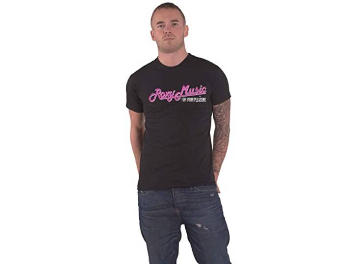Roxy Music T Shirt For Your Pleasure Tour Band Logo nieuw Mannen Zwart M