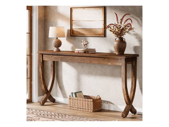 Tribesigns Konsolentisch 160cm Massivholz-Konsolentisch, Langer Eingangstisch, Schmal Sofatisch