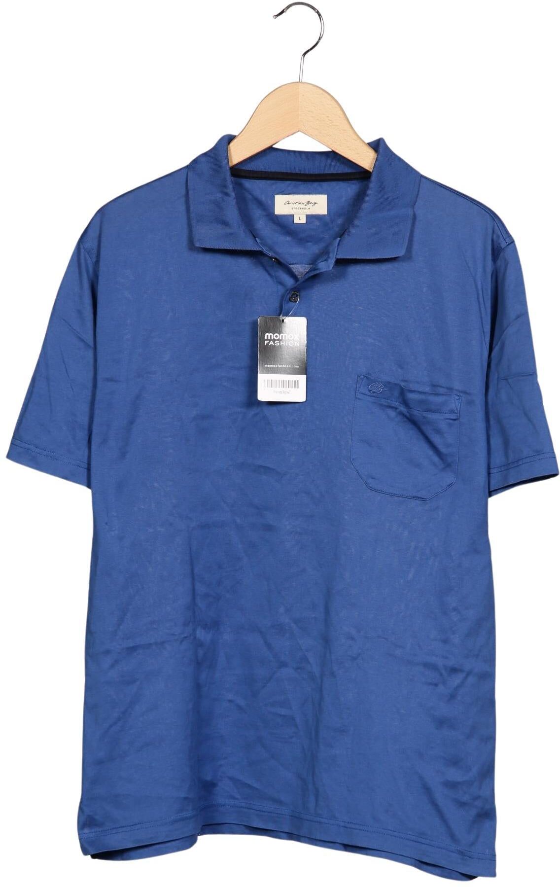 Christian Berg Herren Poloshirt, Blau, Gr. L, Baumwolle - Second Hand