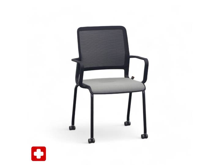 4-leg chairs Sitag SitagXilium Mesh Gray with fixed armrests, New - Perfect for office and reception