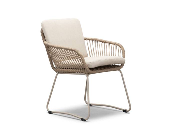 Harper dining tuinstoel touw + RVS Sandstone