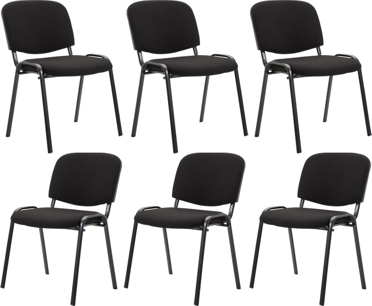 CLP Ken Set van 6 stapelbare bezoekersstoelen, zwart