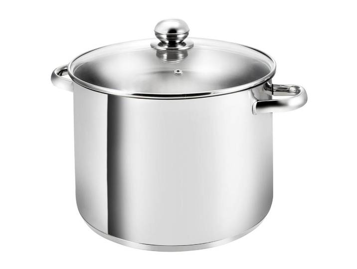 Kopf Kochtopf Grandis, Edelstahl, Induktion, 15 Liter, Ø 30 cm, Höhe 22 cm, Edelstahlfarben, Metall, Rund, wärmeisolierter Griff, Kochgeschirr, Töpfe, Kochtöpfe
