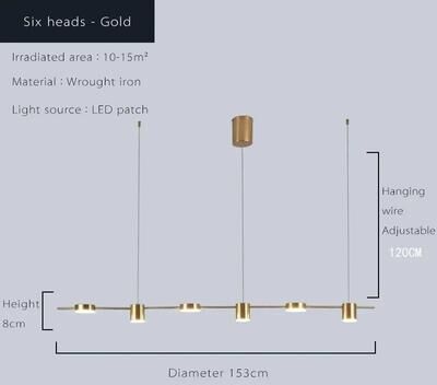 Uplift Essentials Luxury Golden Modern Hanging Chandelier 6 Heads Gold remote Control