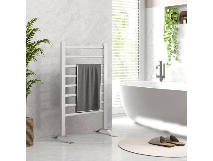 HOMCOM Sèche-Serviettes Électrique 8 Barres 150W Argent