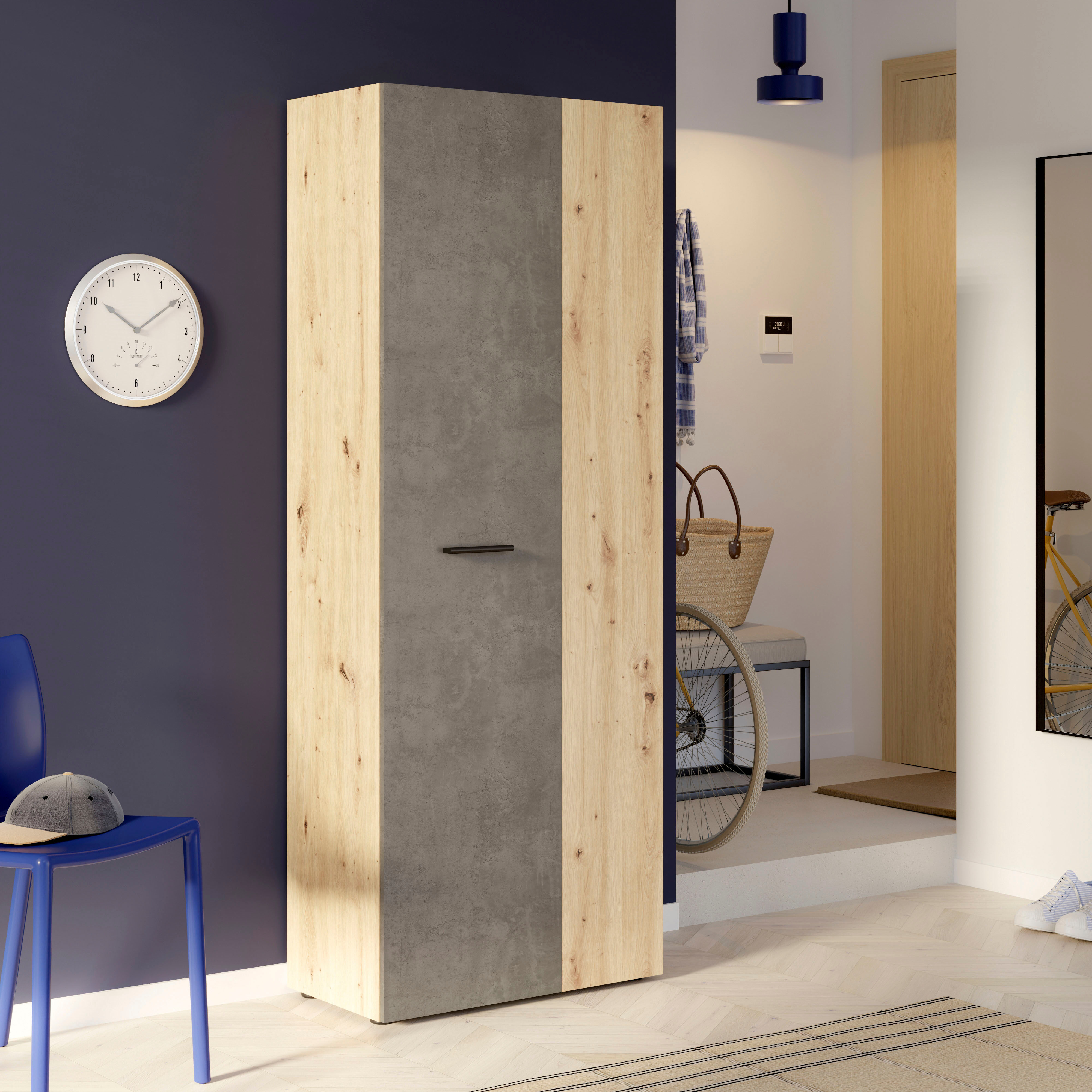 Schuhschrank FORTE "NET306", braun (artisan eiche, betonoptik dunkelgrau), B:68,7cm H:181,1cm T:36,5cm, Holzwerkstoff, Schränke, Schuhschrank, Schuhschrank, inklusive Einlegböden, verschiedene Dekore artisan eiche, betonoptik dunkelgrau Artisan Eiche, B/H