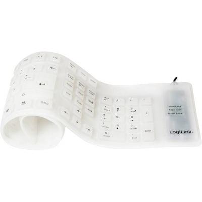 LogiLink ID0018A USB Tastatur Deutsch, QWERTZ Weiß Faltbar, Spritzwassergeschützt, Staubgeschützt