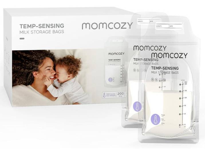 Momcozy Sachets de conservation du lait maternel jetables avec détection de température - 200 pièces