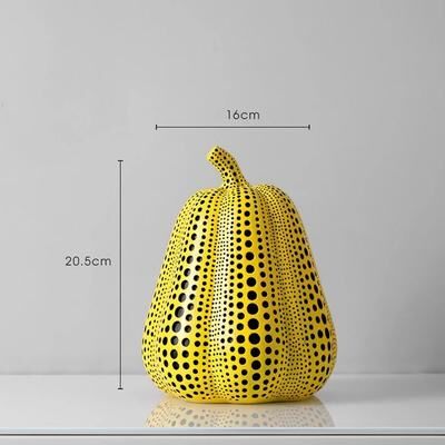 Uplift Essentials Yellow Wave Point Art Animal Figurines Funny Owl, Pumpkin & Bird Statues For Modern Home & Desktop Decor pumpkin b