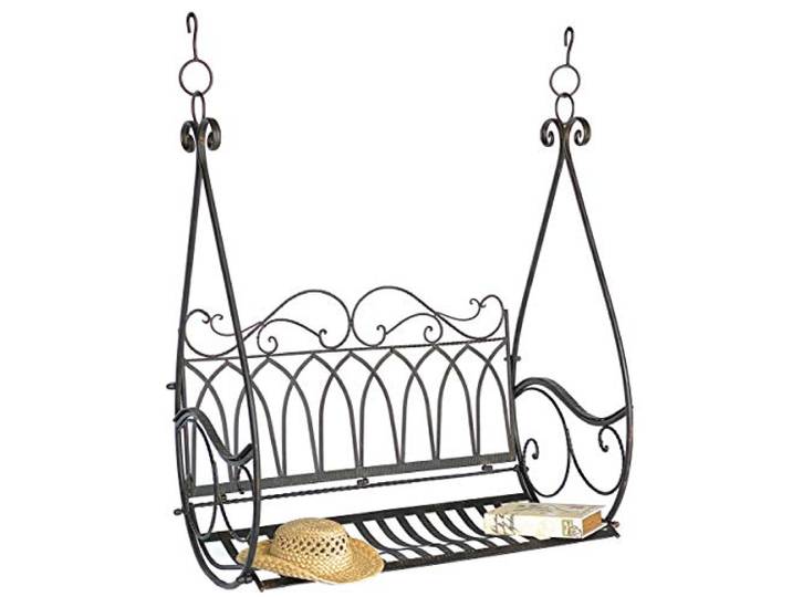 DanDiBo Hängebank Schaukel Metall Braun Wetterfest Gondel Hängesessel 1868 2 Sitzer Gartenbank