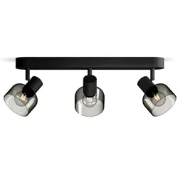 Philips 3er Sleet Deckenstrahler in Schwarz IP20 - E14 Fassung - aus Glas und Metall