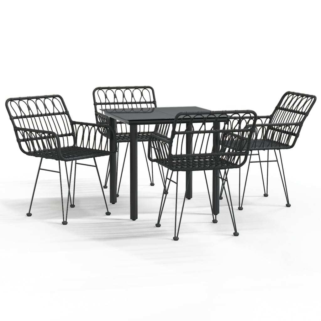 vidaXL 5-delige tuinset van polyrotan, zwart