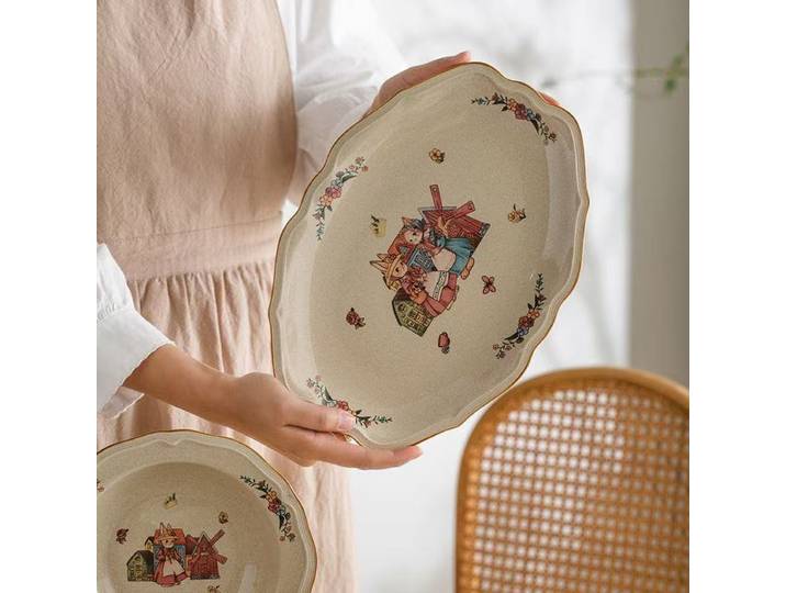 Assiette à poisson de 12.2 pouces, vaisselle mignonne pour la maison, assiette à poisson à la vapeur