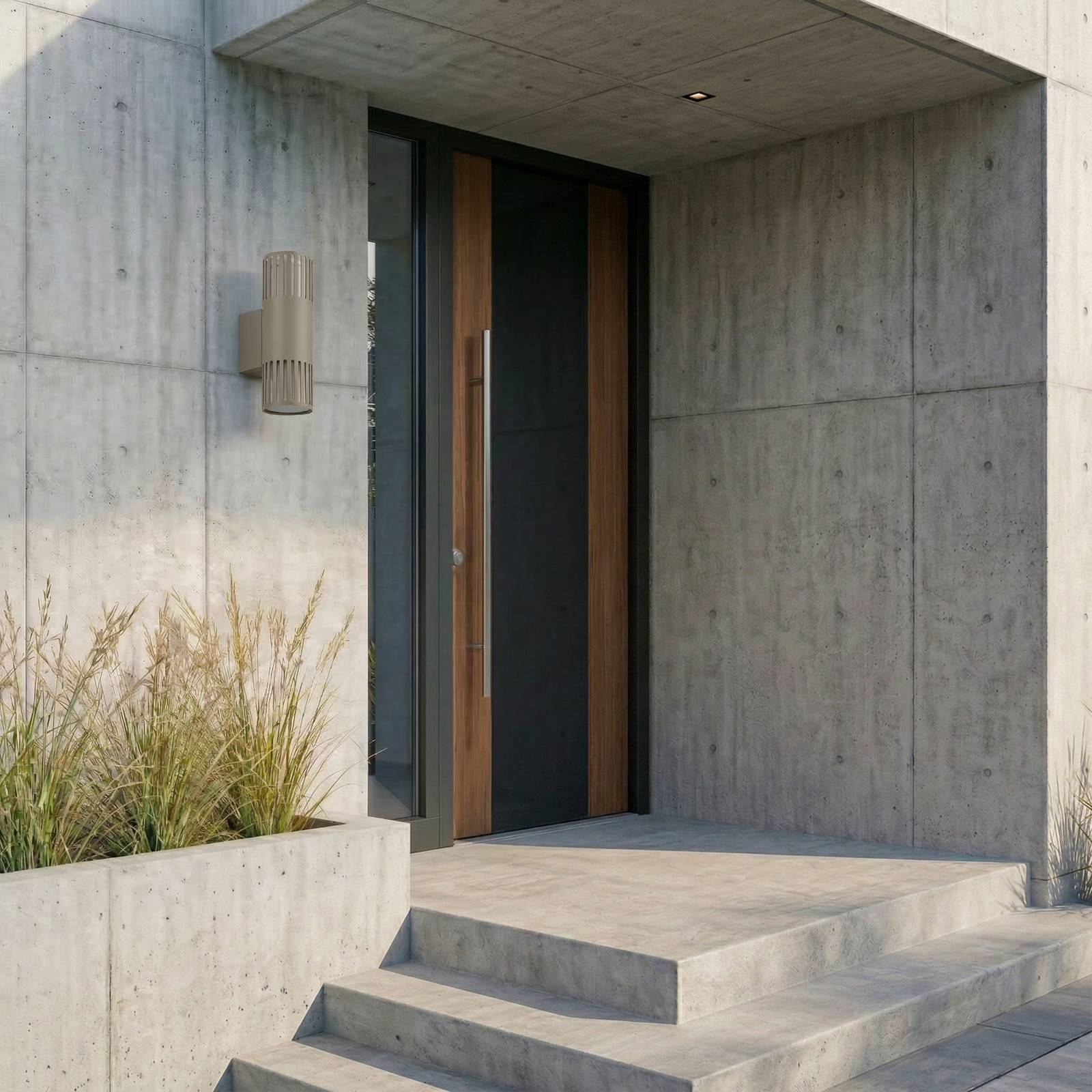 Außenwandleuchte Lurinda Lindby, dimmbar, alu / grau / zink, Metall, Modern, Wandleuchte außen