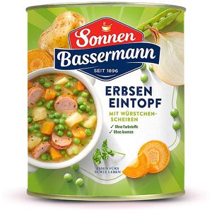 Sonnen-Bassermann Fertiggericht Erbsen-Eintopf, mit Bockwurstscheiben, 800 g