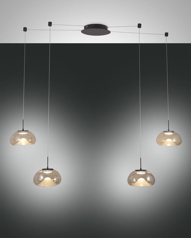 Fabas Luce LED-Pendelleuchte Brena Schwarz Cognac 3755-49-365 8019282546092