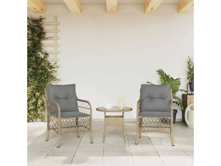 Chaises de jardin avec coussins lot de 2(Adolescent/adulte) Siège de Terrasse arrière-cour mélange beige rotin - Taille totale:58