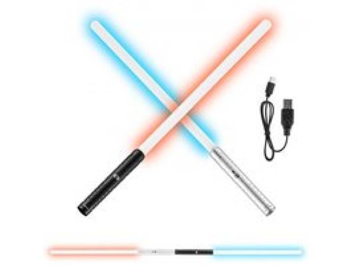 VEVOR Sabre Laser 2PCs, Épée Lumineuse de Duel 77,5 cm, avec 7 Couleurs RVB, 4 Modes Sonores et Poignée Réaliste, Sabre Lumineux Rechargeable, pour Déguisement, Jour de Noël, Halloween, Anniversaire