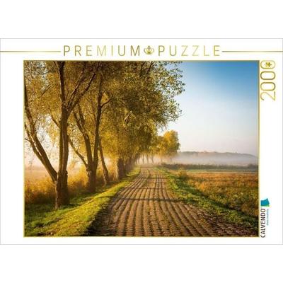 CALVENDO Puzzle Feldweg am Herbstmorgen | 2000 Teile Lege-Größe 90x67cm Foto-Puzzle für glückliche Stunden