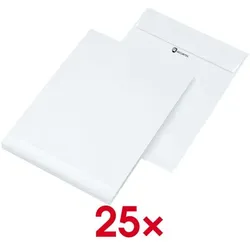 Mailmedia 25 Faltentaschen B4 ohne Fenster weiß, 35.3x25 cm