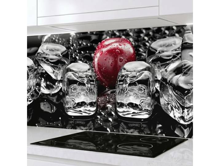 Rodnik Küchenrückwand aus ABS – fugendeckend, monolithisch & pflegeleicht, Spritzschutz mit Direktdruck. Viele Motive (Eiswürfel und Kirschen)