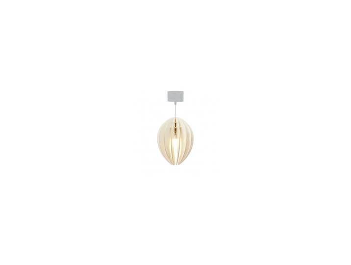 Lampe suspension bois et béton frêne teinté blanc cordon blanc