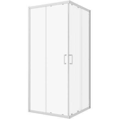 Eckdusche WELLTIME "New Trento", grau (chromfarben), B:100cm H:195cm T:100cm, Duschkabinen, Extrahohe 195cm, 6mm ESG, verbessertes Rollensystem