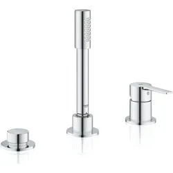 Grohe, Duscharmatur + Badewannenarmatur, 3-Loch-Einhand-Wannenkomb. LINEARE chrom