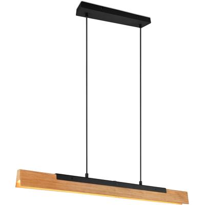 TRIO LEUCHTEN LED Pendelleuchte "Kerala", schwarz (schwarz matt), 1, H: 150cm, 1 Stk., Leuchten, Hängelampe aus Holz + Metall, Touchdimmer, höhenverstellbar, warmweiß, LED Pendelleuchte