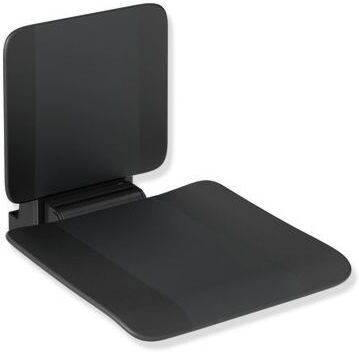 Hewi System 900 Einhängesitz 900.51.10860CV 450 x 443 x 637 mm, Edelstahl pulverbeschichtet schwarz matt, matt schwarzer Kunststoff