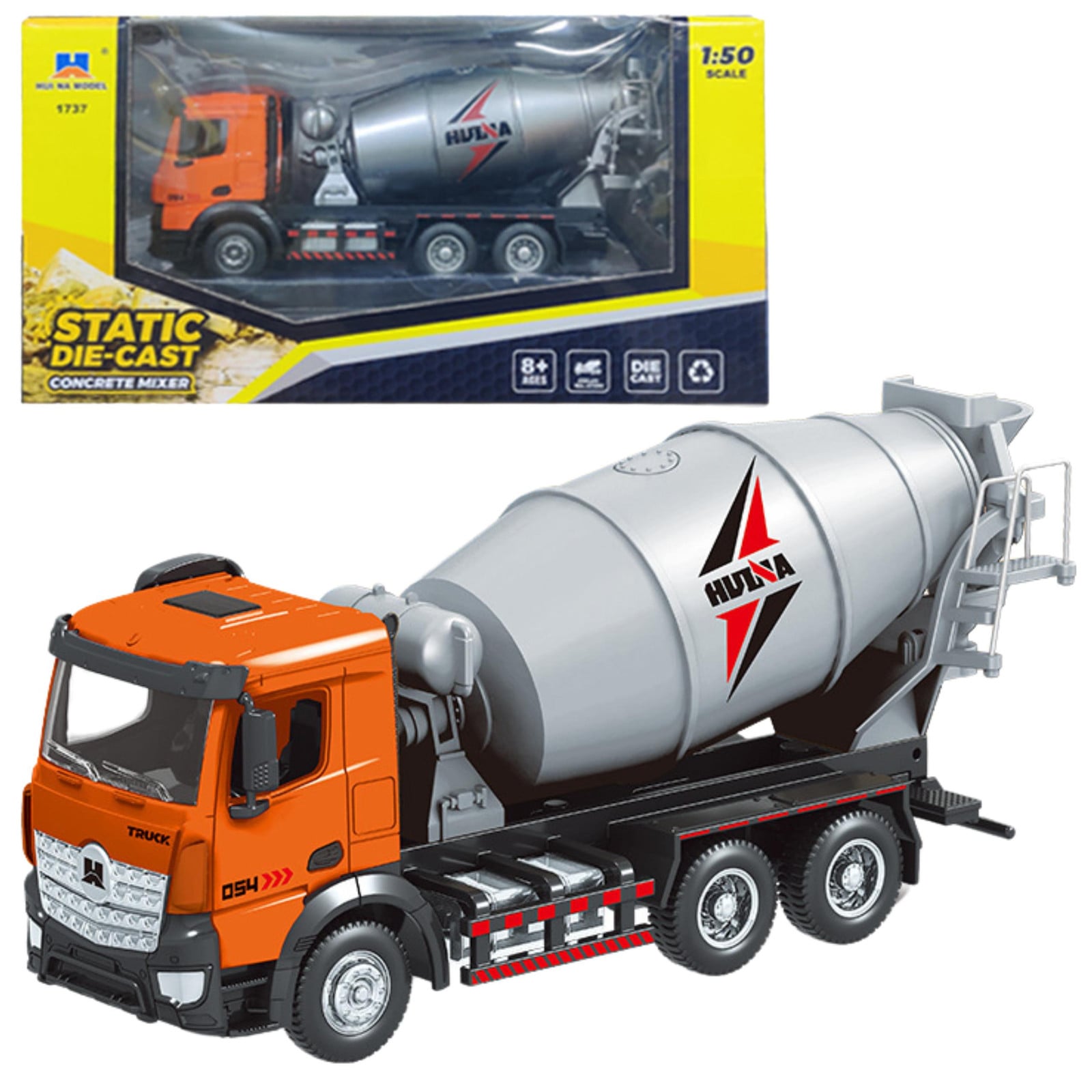 Lean Toys Betonmixer Bouwvoertuig Metaal Oranje 1:50