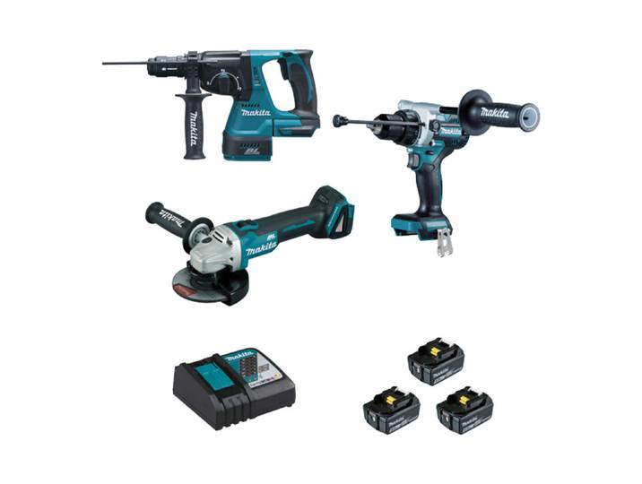 Makita Maschinen-Set Dlx3157Tj (Dga506 + Dhp486 + Dhr243) 18 V 130 Nm Kit