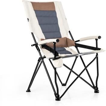 Costway Folding Camping Chair with Cup Holder Armrest and Lumbar Pillow