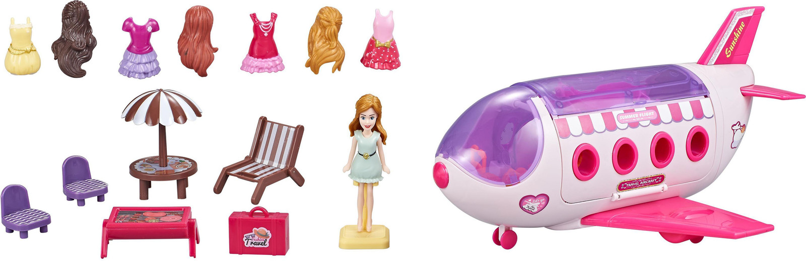 Wiky Vliegtuigje met pop en accessoires, 28 cm