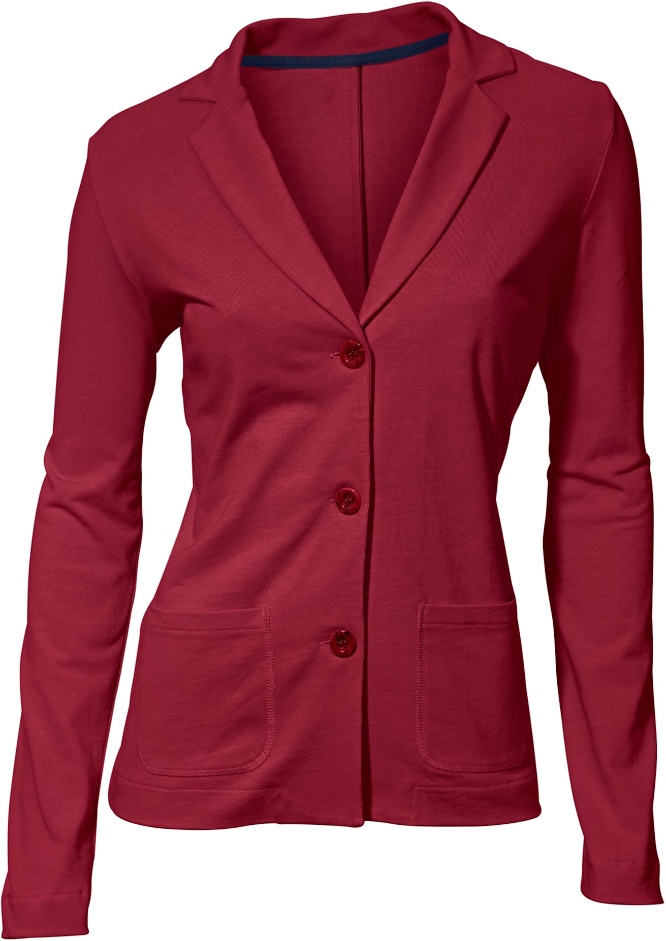 Jerseyblazer HEINE "Jersey-Blazer", Damen, Gr. 38, rot (karminrot), 100% Baumwolle, Blazer Jerseyblazer karminrot 38