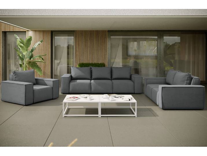 Kaiser Möbel Gartenmöbel set 3 2 1 für den Garten, Terrasse, gartenmöbel lounge set SONNE EXCLUSICVE Grau