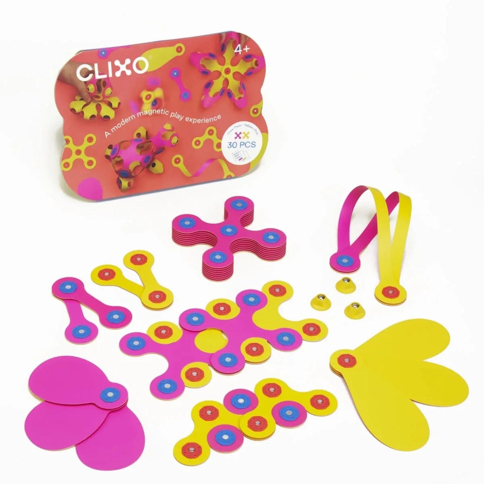 Gipsy Toys CLIXO Crew Pack Magnetisch Bouwset - Pink/Yellow - 30 stuks