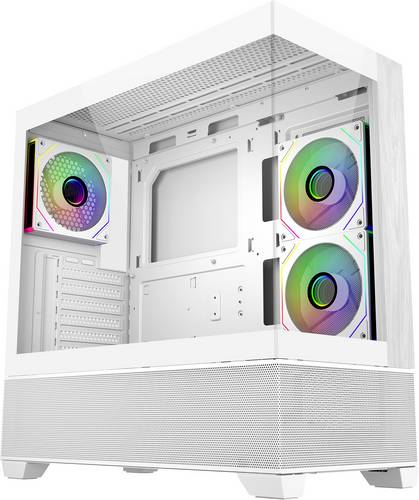Cooler Master Elite 690 Midi-Tower PC-Gehäuse Weiß 3 Vorinstallierte LED Lüfter, Seitenfenster