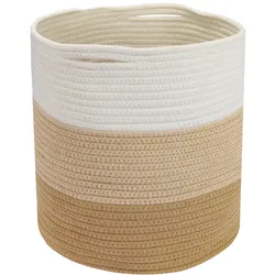 HMF Aufbewahrungskorb mit versteckten Griffen, runder Korb passend für Kallax, 31 x 31 cm, Weiß-Braun