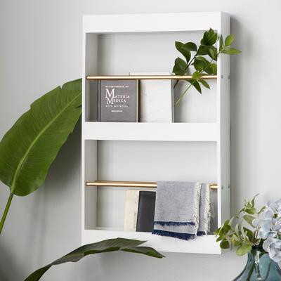 Studio 350 White MDF Glam Wall Shelf 26 x 16 x 4 - 16 x 4 x 26