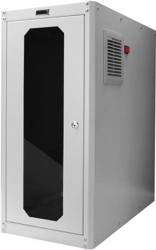 Digitus DN-CC 9002 mit Glastür und Lüfter PC-Schrank (B x H x T) 300 x 650 x 600mm Lichtgrau (RAL 7035)