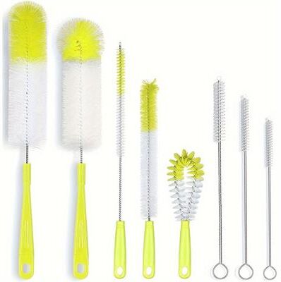BlastClean Bottle Brush Set With Long Handle For Wine Bottles, Thermos, Beer Bottles & Narrow Containers yellow