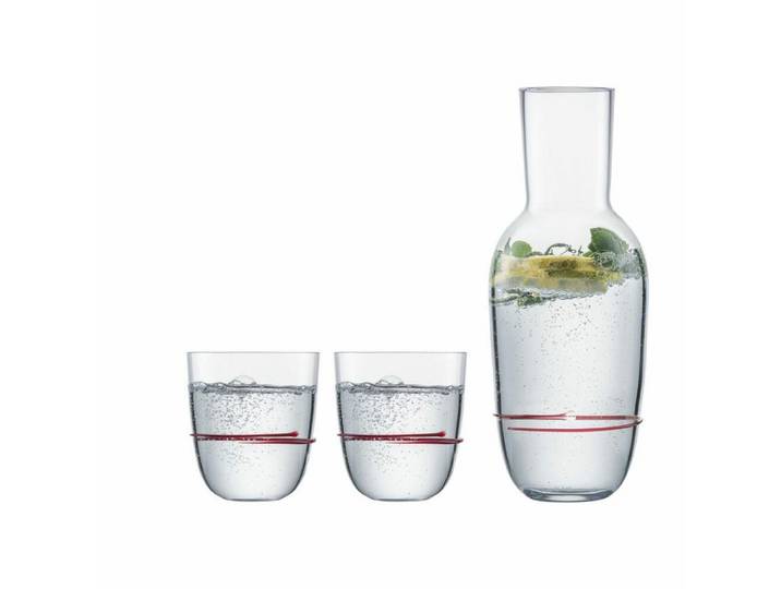 Zwiesel Glas Gläser-Set Aura Rot, 3-tlg., Glas, Karaffe mit 2 Bechern