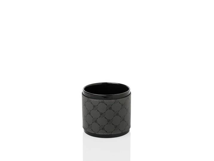 Joop! Zahnputzbecher, Anthrazit, Schwarz, Keramik, Kunststoff, Lederoptik, 9.5x9x9.5 cm, Handmade in Thailand, Badaccessoires, Zahnputzbecher