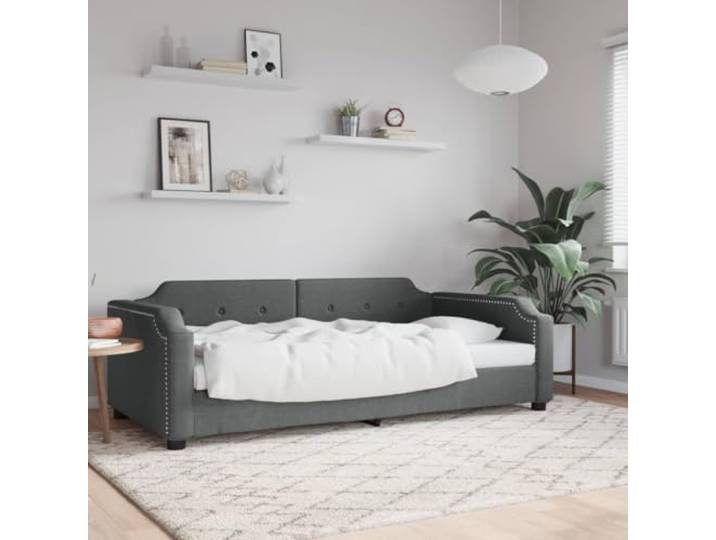 WDGJJFECNMUEHI 2 in 1 Stoff Tagesbett Schlafsofa Grau 100x200 cm Tagesbett Dunkelgrau 100x200 cm Stoff 2-in-1 Schlafsofa mit Lattenrost Metallgestell für Wohnzimmer Gästezimmer Jugendzimmer