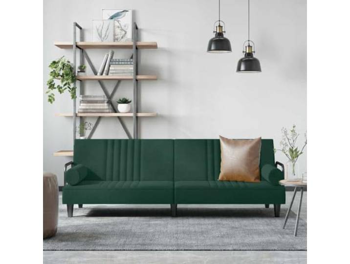 HEFZGDB Schlafsofa mit Armlehnen Dunkelgrün Samt – Verstellbare Rückenlehne für gemütliche Sitz- und Liegeposition, robuster Sperrholzrahmen und luxuriöser Samtbezug, inklusive