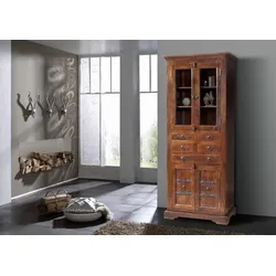 Vitrine Akazie 80x50x195 nougat lackiert OXFORD #454