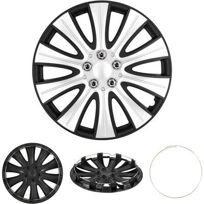 Cobra Tek CBK-HP140-16-KS 4 Black Silver Hubcaps Wheel Cover