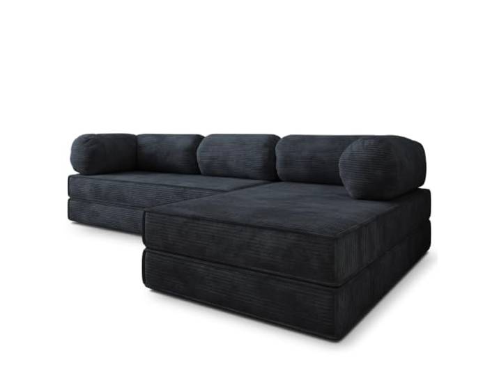 Masseno Schaumstoff-Ecksofas ETERA mit Schlaffunktion, Modulares Schlafsofa aus Schaumstoff, Klappbares Bodensofa, Boneless, Ohne Montage - Schwarz, POSO 135