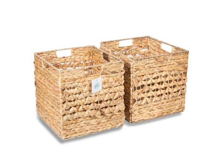 Josephina CALYXX Lot de 2 boîtes de rangement tressées pour étagère cubique\, panier de rangement pour étagère Ikea Expedit / Kallax\, panier décoratif\, boîtes de rangement\, design 2 en 1\, 4 poignées